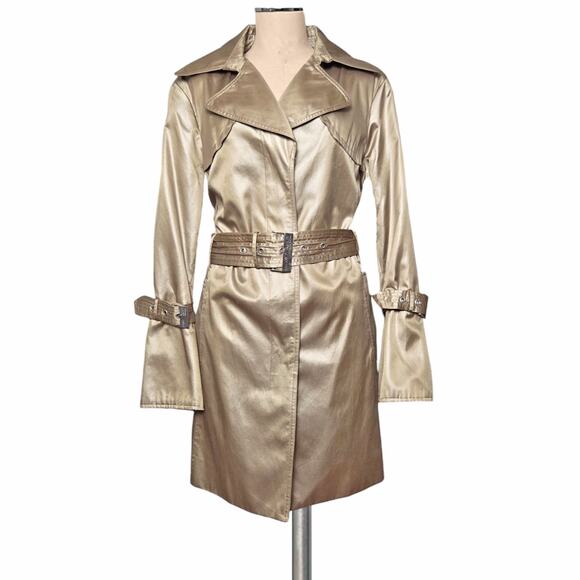 Hilary Radley Jackets & Blazers - HILARY RADLEY Metallic Gold Trench Style Short Jacket Coat 1X